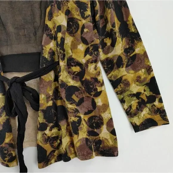 Zozo Cardigan XL Black Yellow Sheer Knot Front Art to Wear Whimsigoth - Picture 4 of 13